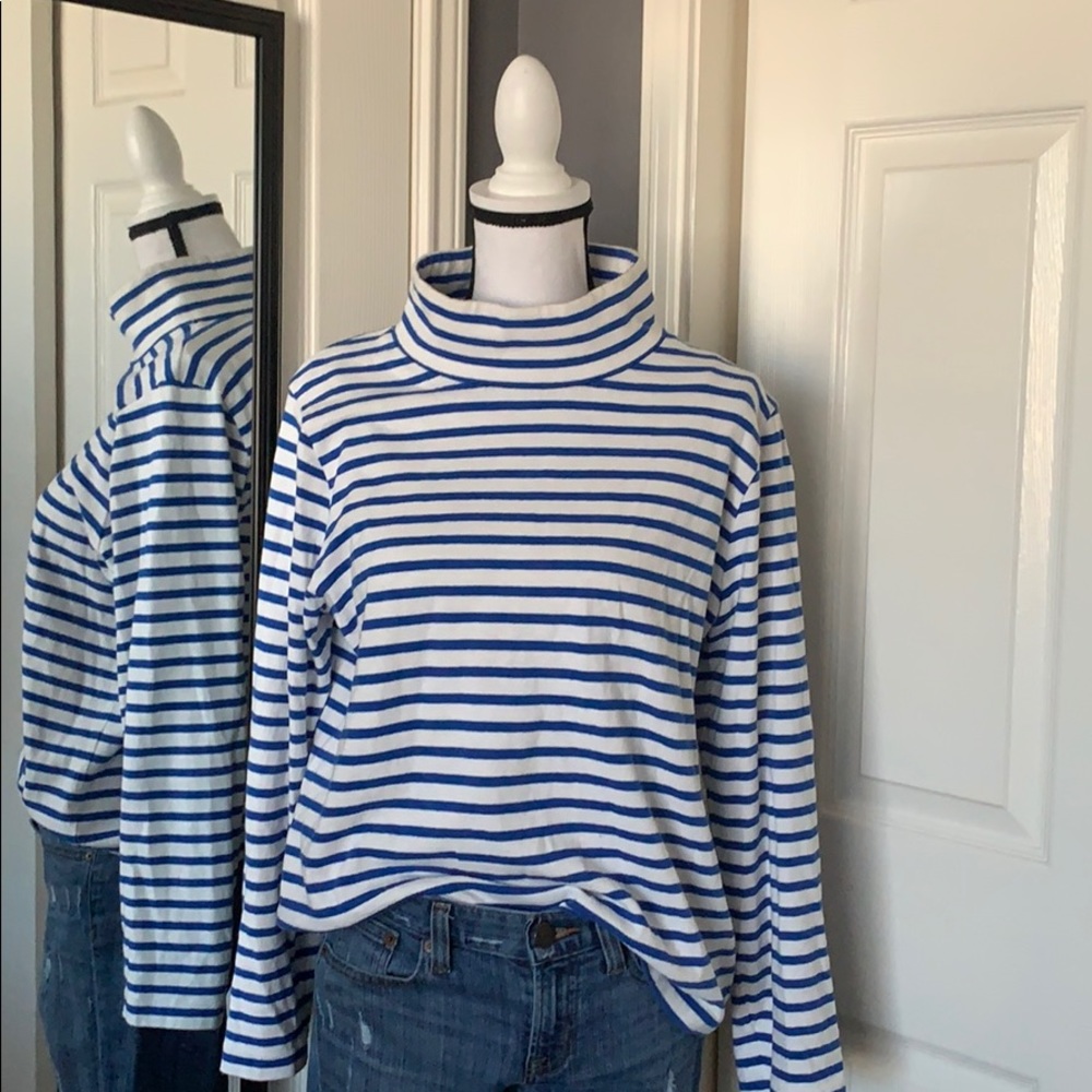 J.Crew Sailor stripe funnelneck top